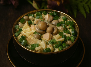 Фото Салат з копченою куркою й ананасами.