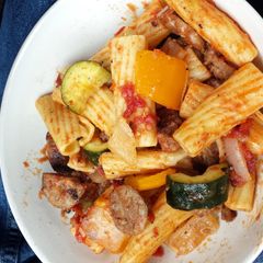 A picture of Sausage and Veggie Rigatoni.