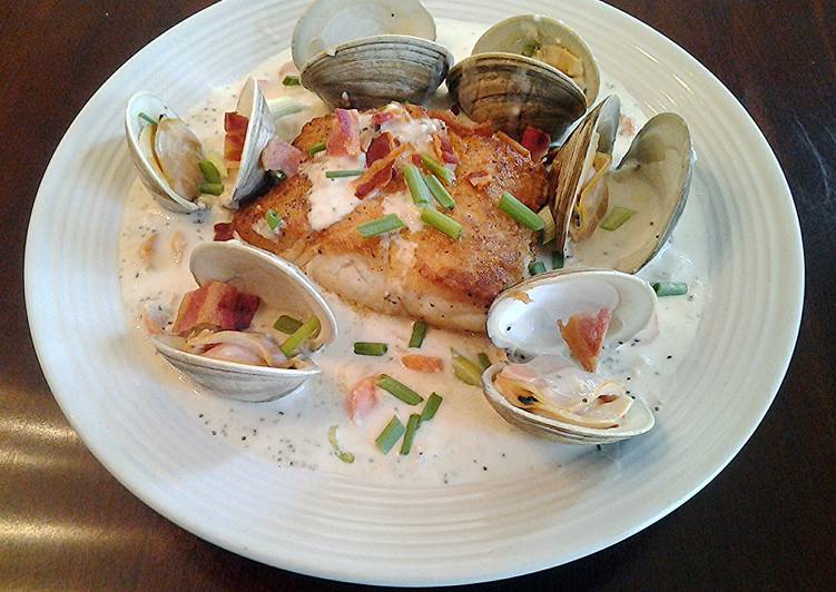 5 Easy Dinner Pan Seared Halibut With Clam Chowder Sauce