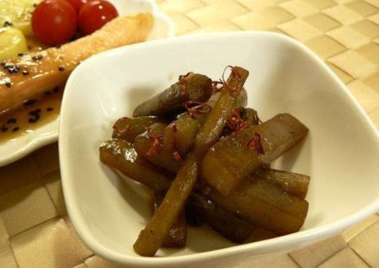 Steps to Make Speedy Stir Fried Burdock and Konnyaku