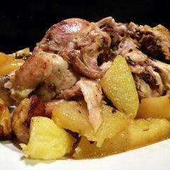 A picture of AMIEs Roasted CHICKEN with roasted POTATO.
