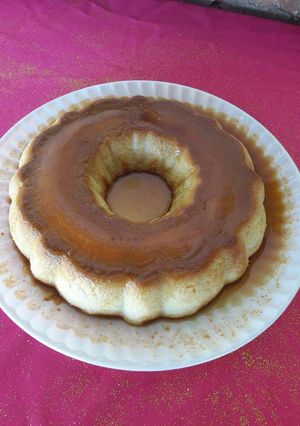 Una foto de Flan con caramelo