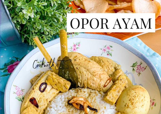 Nasi opor ayam tahu telur tempe