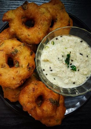 A picture of Crispy Medu Vada | South Indian Vada | Indian donuts | Ulundu vada - How to make Medu Vada at home.