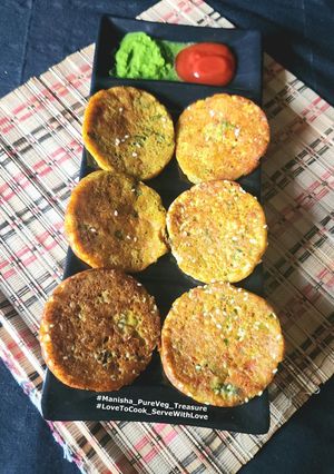 A picture of Mix Dal Bottlegourd Mini Pan Cake - Mix Dal Lauki Chilla.