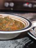 Pounded yam with vegetable soup