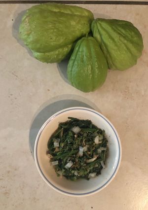 A picture of Stir-Fried Chayote Shoots with Garlic.