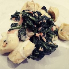 A picture of Smoked salmon and spinach.