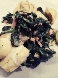 A picture of Smoked salmon and spinach.