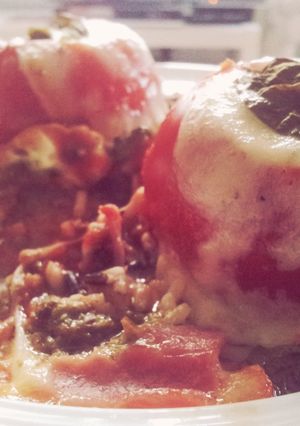 A picture of Katie's stuffed tomatoes.