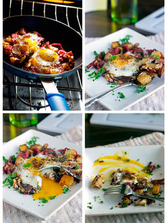 A picture of Corned Beef Hash and Eggs.