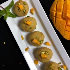 A picture of Mango Kesari Ladoo.