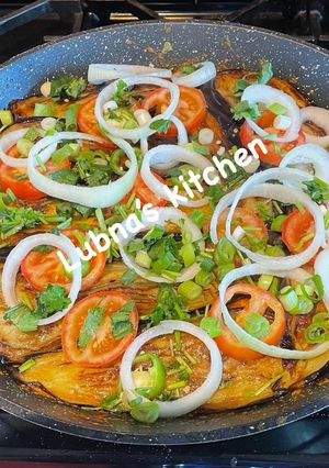 A picture of Afghan Roasted Eggplant (Borani Banjan):.
