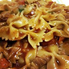 A picture of My farfalle all' arrabiata.