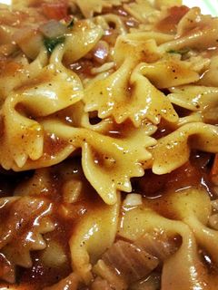 A picture of My farfalle all' arrabiata.