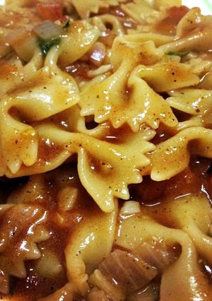 A picture of My farfalle all' arrabiata.