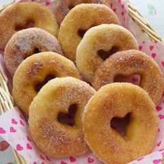 A picture of Easy in a Bread Maker Heart-shaped Doughnuts.