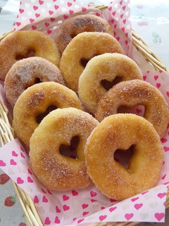A picture of Easy in a Bread Maker Heart-shaped Doughnuts.