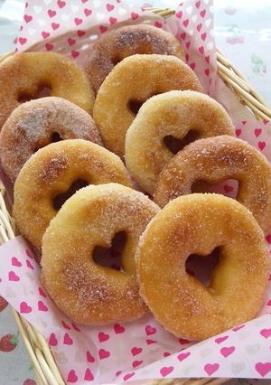 A picture of Easy in a Bread Maker Heart-shaped Doughnuts.