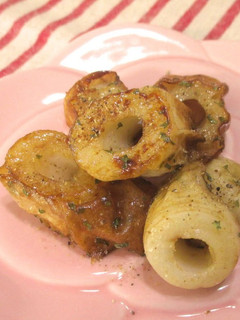 A picture of Chikuwa Stir-Fried in Okonomiyaki or Yakisoba Sauce for Your Bento.