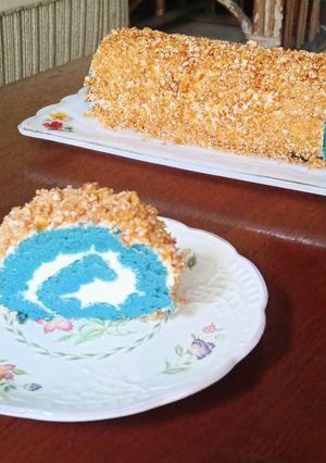 Foto resep Blue Velvet Roll Cake / Bolu Gulung Blue Velvet
