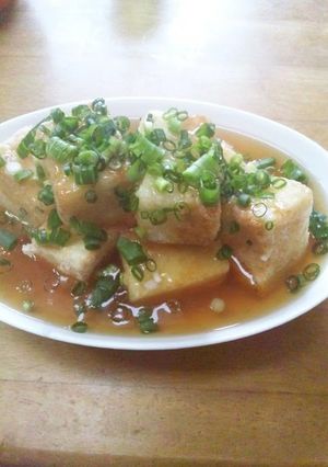 A picture of Made from Okara! Agedashi Tofu Style.