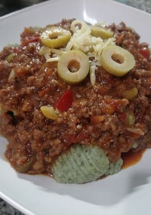 Una foto de Ñoquis de Espinaca con Salsa Habanera 👩🍳day