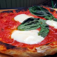 A picture of Margherita pizza topping.