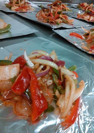 A picture of Tin foil fajitas.