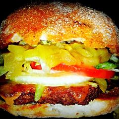 A picture of Mike's Green Chile Cheeseburgers.