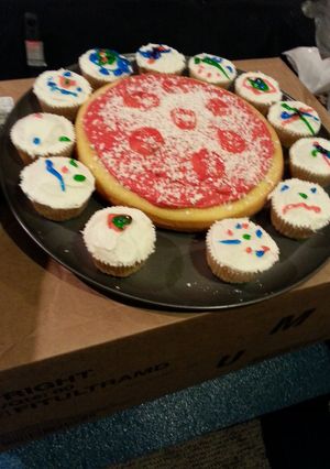 A picture of Pizza birthday cake.