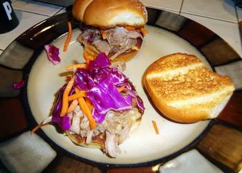 How to Cook Appetizing Crock pot pulled pork BBQ with red cabbage slaw