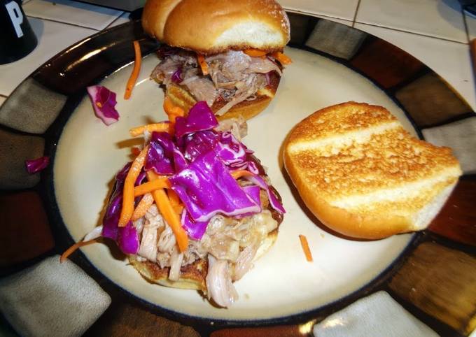 Crock pot pulled pork BBQ with red cabbage slaw