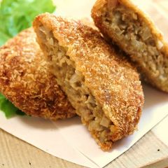 A picture of Crunchy Menchi Katsu with Lotus Root.