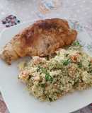 Pescado frito con ensalada de cous cous