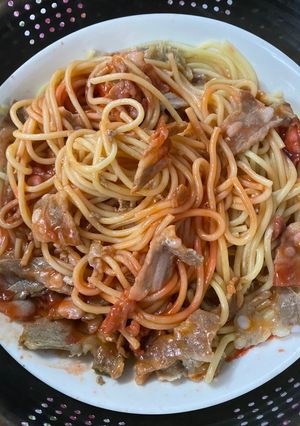 Hình của món Mì ý + sườn sụn.