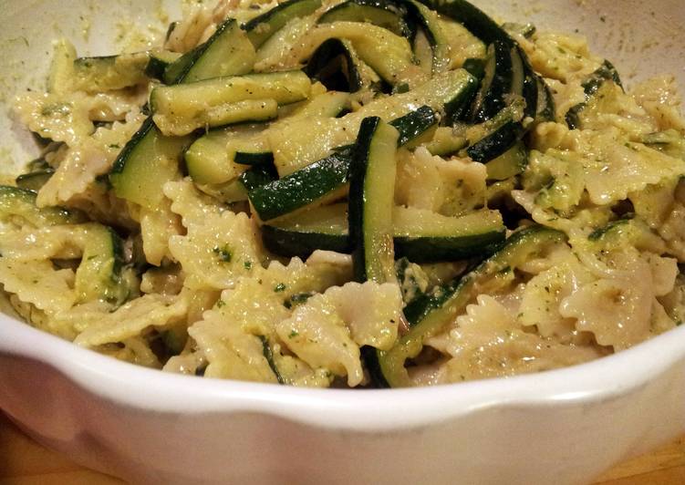 Recipe of Perfect AMIEs FARFALLE &amp; ZUCCHINI with PISTACHIO Nut &amp; BASIL Sauce