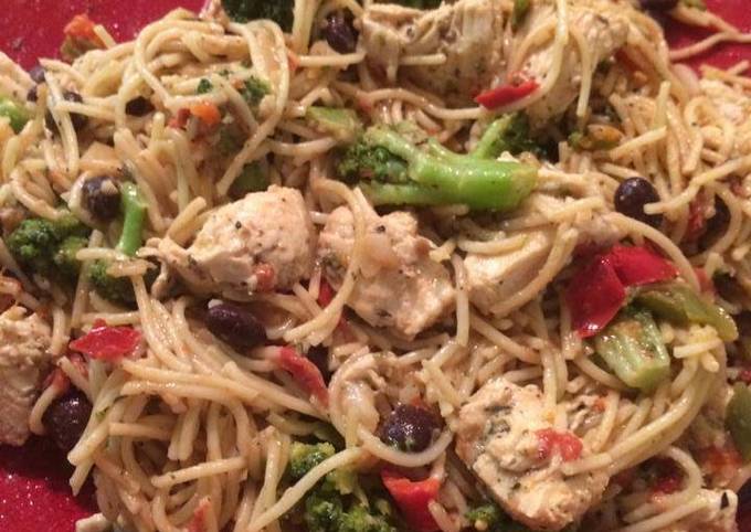 Recipe of Speedy Chicken and Oil and Herb Pasta