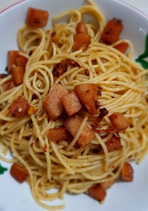 Foto resep Aglio Olio Pasta with Ham (pork)