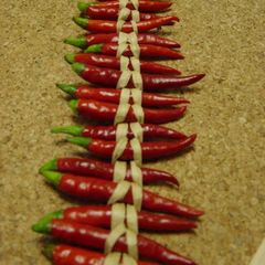 A picture of A Cute Way To Dry Red Chili Peppers.