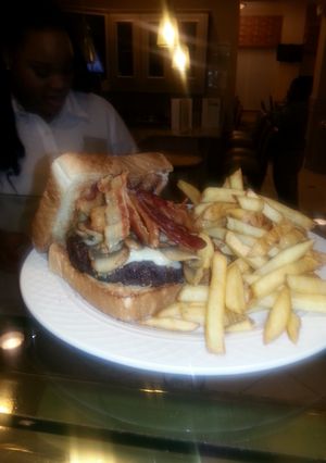 A picture of Boobie's Mushroom,Swiss and Bacon Patty Melt..