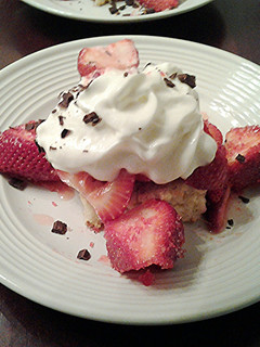 A picture of Strawberry Shortcake with Vanilla Ice Cream Cake.