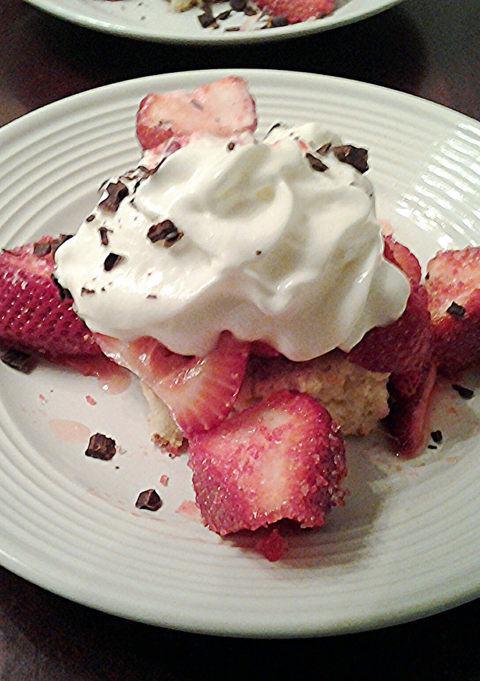 A picture of Strawberry Shortcake with Vanilla Ice Cream Cake.