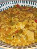 Arroz con presa y espárragos