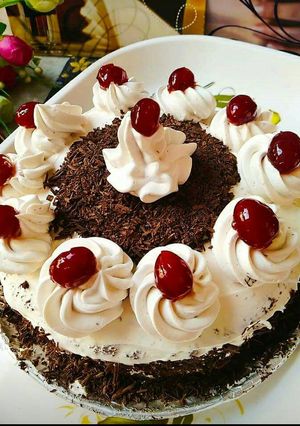 A picture of Egg less Black Forest Cake.