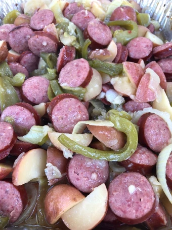 Simple Way Prepare Recipe Grilled Smoked Sausage with Potatoes 🥔 that is Delicious, Perfect}