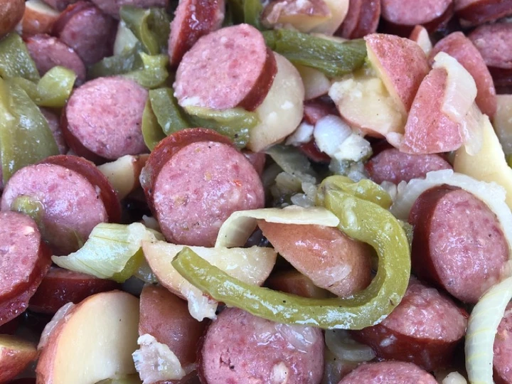 Simple Way Prepare Recipe Grilled Smoked Sausage with Potatoes 🥔 that is Delicious, Perfect}