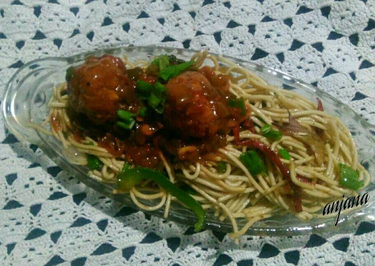 Recipe of Any-night-of-the-week Manchurian with veg noodles