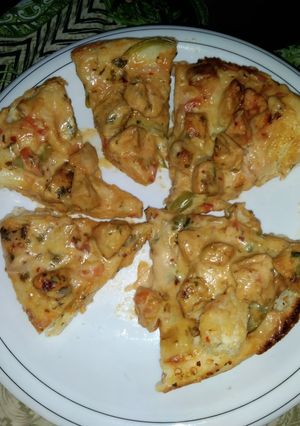 A picture of Mother's day pizza.