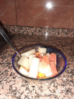 Una foto de Macedonia de frutas